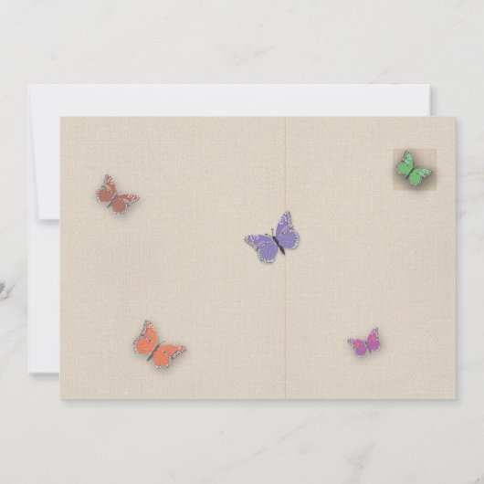 ガールズファーストバタフライガーデンワン誕生日招待状 招待状 (裏面)