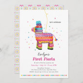 ガールズファーストフィエスタ誕生日ピニャータ招待状 招待状 (正面/裏面)