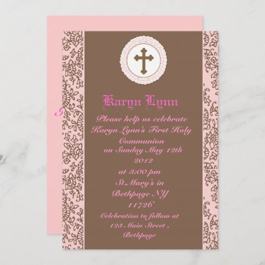 ガールズファーストホリーコミュニオン招待状 招待状 (正面/裏面)