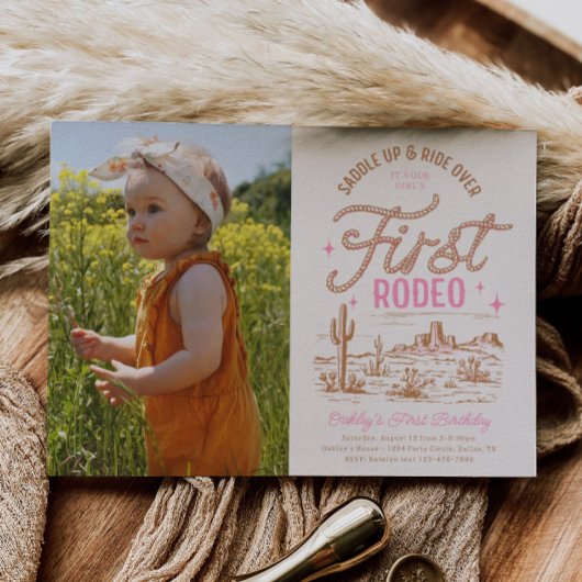 ガールズファーストロデオフォト誕生日招待状 招待状