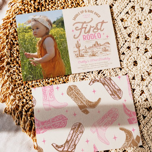ガールズファーストロデオフォト誕生日招待状 招待状