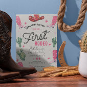 ガールズファーストロデオ誕生日女性のカーボーイかわいいピンク 招待状