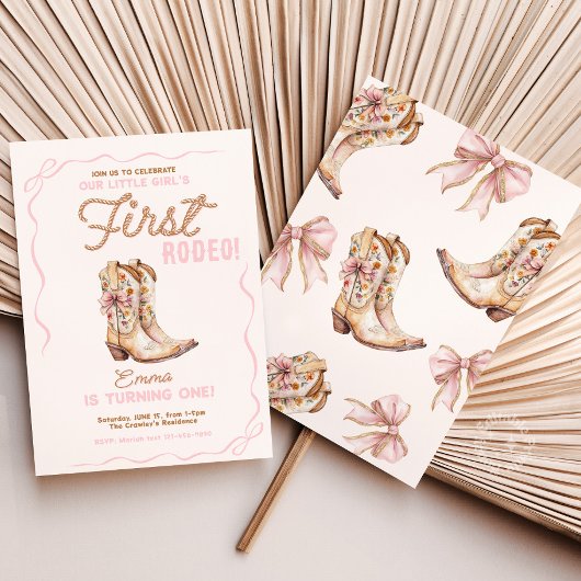 ガールズファーストロデオ1st誕生日女性のカーボーイ招待状 招待状