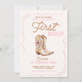 ガールズファーストロデオ1st誕生日女性のカーボーイ招待状 招待状 (正面)