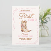 ガールズファーストロデオ1st誕生日女性のカーボーイ招待状 招待状 (スタンド正面)