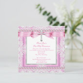 ガールズファースト聖コミュニオンクロスかわいらしピンクパール 招待状 (スタンド正面)