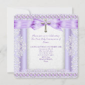 ガールズファースト聖体拝領クロスかわいらしラベンダー2 招待状 (裏面)