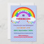 ガールズファースト誕生日かわいい虹 招待状 (正面)