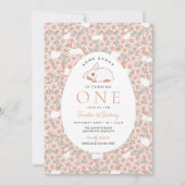 ガールズファースト誕生日イースターバニー 招待状 (正面)