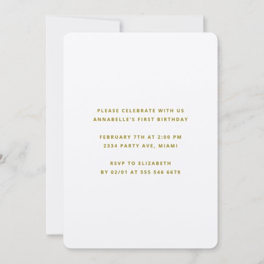 ガールズファースト誕生日カラフル水玉模様 招待状 (裏面)