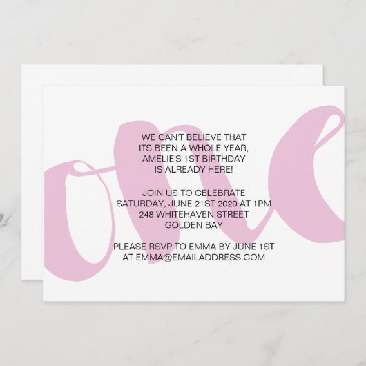 ガールズファースト誕生日パーティーへの招待 招待状 (正面/裏面)