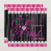 ガールズファースト誕生日パーティー 招待状 (正面/裏面)