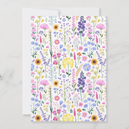 ガールズファースト誕生日ワイルドフラワーガーデンパーティー 招待状 (裏面)