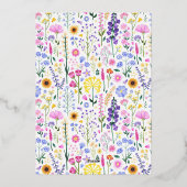 ガールズファースト誕生日ワイルドフラワーガーデンパーティー 箔招待状 (裏面)