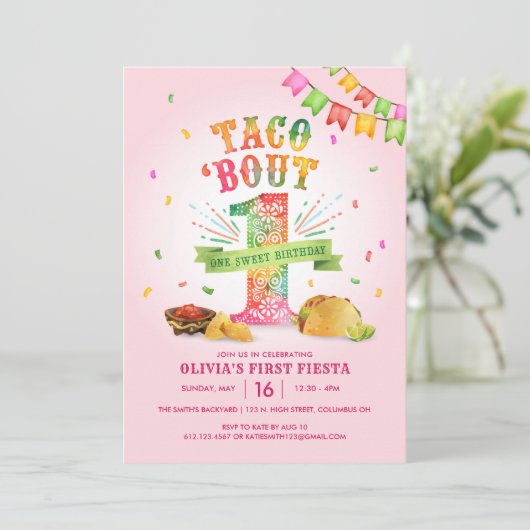 ガールズファースト誕生日招待状ウィズフィエスタテーマ 招待状 (スタンド正面)