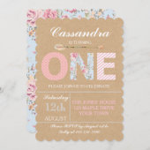 ガールズファースト誕生日招待状シャビーシック 招待状 (正面/裏面)