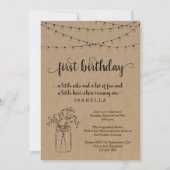 ガールズファースト1歳の誕生日招待状 招待状 (正面)