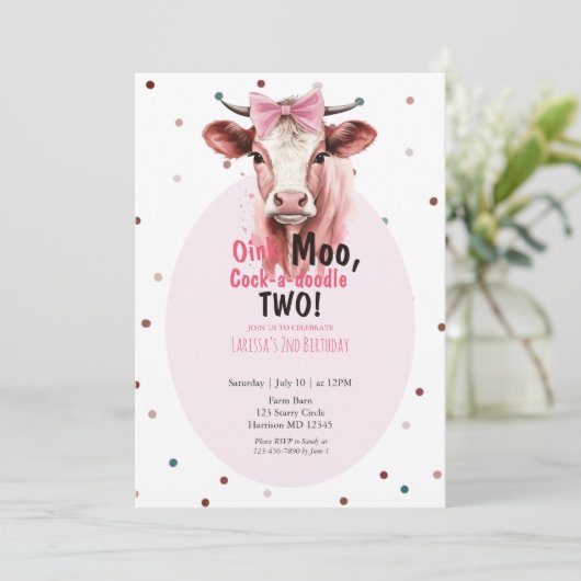 ガールズファームアニマルカウセカンド誕生日招待状 招待状 (スタンド正面)