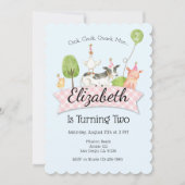 ガールズファーム納屋周囲の庭2nd誕生日パーティの招待状 招待状 (正面)