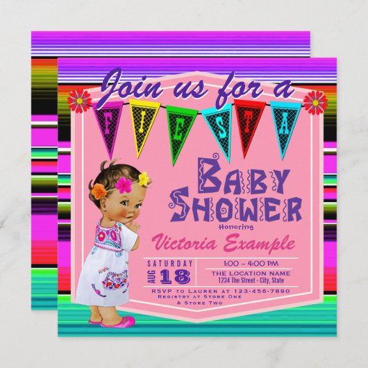 ガールズフィエスタベビーシャワー招待状 招待状 (正面/裏面)