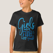 ガールズフィッシュトゥーアングリング狩り魚釣り Tシャツ (正面)