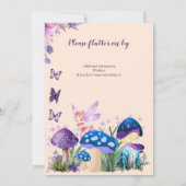 ガールズフェアリーパープルマッシュルームバタフライ誕生日 招待状 (裏面)