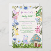 ガールズフェアリーファースト誕生日妖精と花 招待状 (正面)