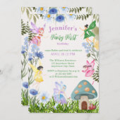 ガールズフェアリーファースト誕生日妖精と花 招待状 (正面/裏面)