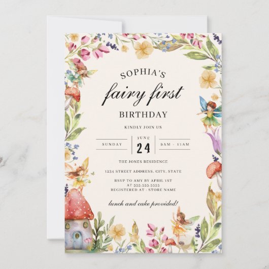ガールズフェアリーファースト誕生日1st誕生日 招待状