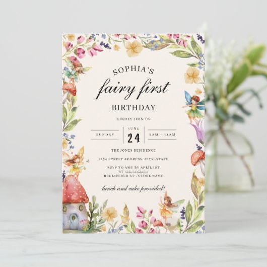 ガールズフェアリーファースト誕生日1st誕生日 招待状 (スタンド正面)