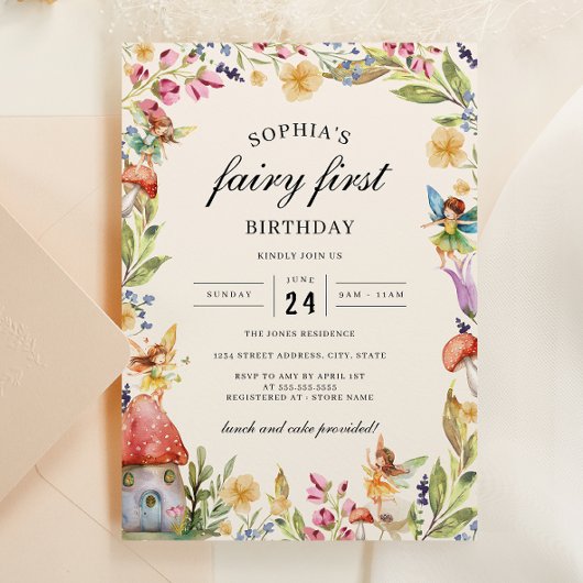 ガールズフェアリーファースト誕生日1st誕生日 招待状