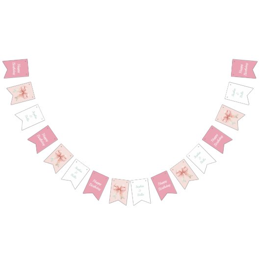 ガールズフェアリーマッシュルームハウスリボンツインズ誕生日 バンティングフラッグ (全)