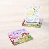 ガールズフェアリー最初のおとぎ話キノコ蝶 スクエアペーパーコースター (インサイチュ)