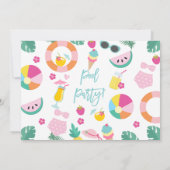 ガールズフォトサマープールパーティー誕生日招待状 招待状 (裏面)