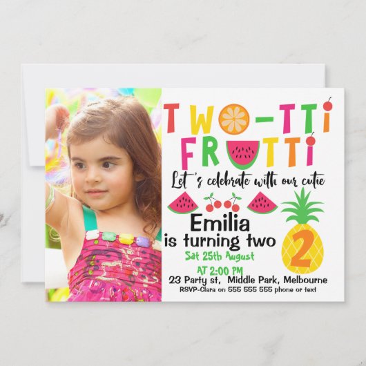ガールズフォトツーティフリット2nd誕生日招待状 招待状 (正面)