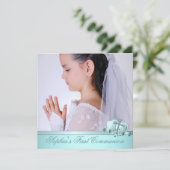 ガールズフォトティール（緑がかった色）ブルーファースト招待状 招待状 (スタンド正面)