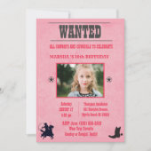 ガールズフォトピンク指名手配誕生日 招待状 (正面)