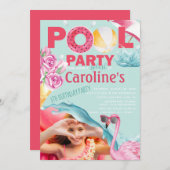 ガールズフォトプールパーティー誕生日 招待状 (正面/裏面)