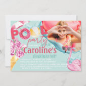 ガールズフォトプールパーティー誕生日 招待状 (正面)