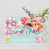 ガールズフォトプールパーティー誕生日 招待状 (スタンド正面)