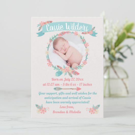 ガールズフォトボホフェザーリース誕生 案内状 (スタンド正面)