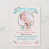 ガールズフォトボホフェザーリース誕生 案内状 (正面/裏面)