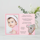 ガールズフォトワンイヤー誕生日コアラベア 招待状 (スタンド正面)