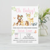 ガールズフォレストウォーターカラーベビーシャワー招待状 招待状 (スタンド正面)