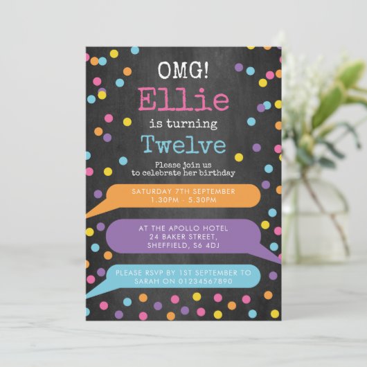 ガールズフォンをテーマにした誕生日パーティーの招待 招待状 (スタンド正面)