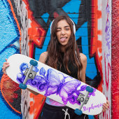 ガールズフローラバタフライパーソナライズされた スケートボード