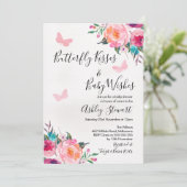 ガールズフローラバタフライベビーシャワー招待状 招待状 (スタンド正面)