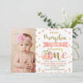 ガールズフローラピンクパンプキン1回誕生日招待状 招待状 (スタンド正面)
