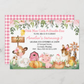 ガールズフローラファーミヤードシーン誕生日 招待状 (正面/裏面)