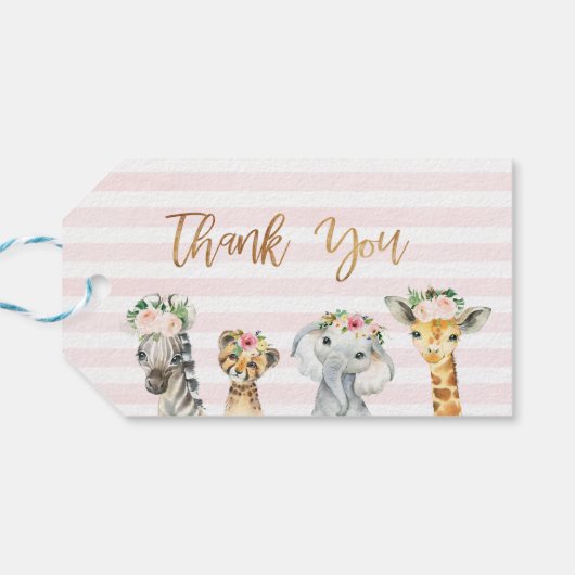 ガールズフローラブロージサファリアニマルズ誕生日ラベル ギフトタグ (裏面横)
